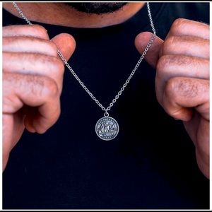 Silver Plated Nautical Ship Coin Necklace